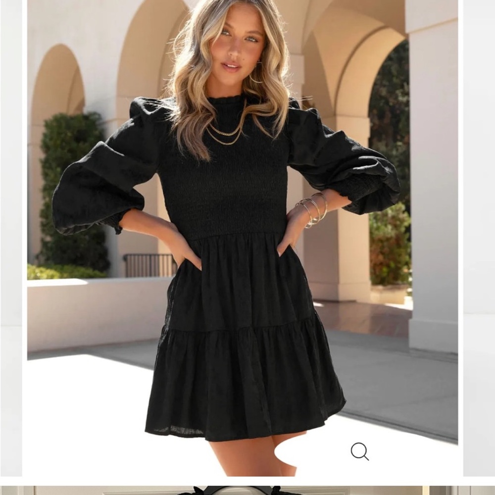Vici Sugarlips Black Smocked Dress Black Large NWT